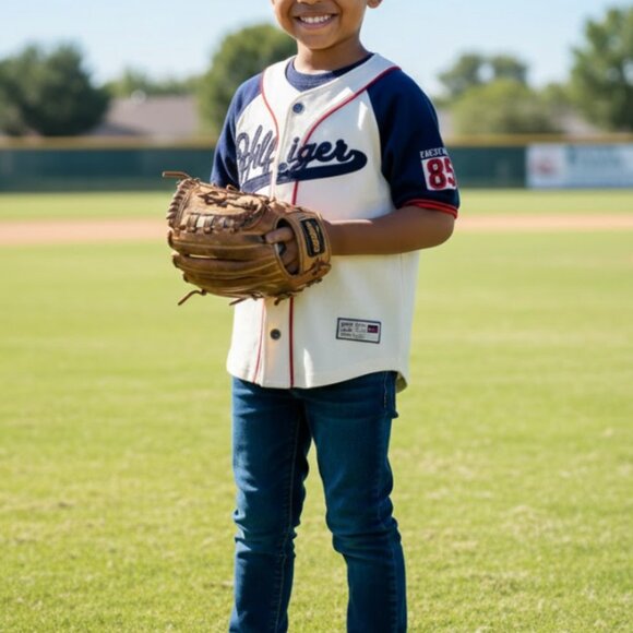 Boys Unique Hilfiger baseball style shirt size 6 - 7 - Picture 1 of 7
